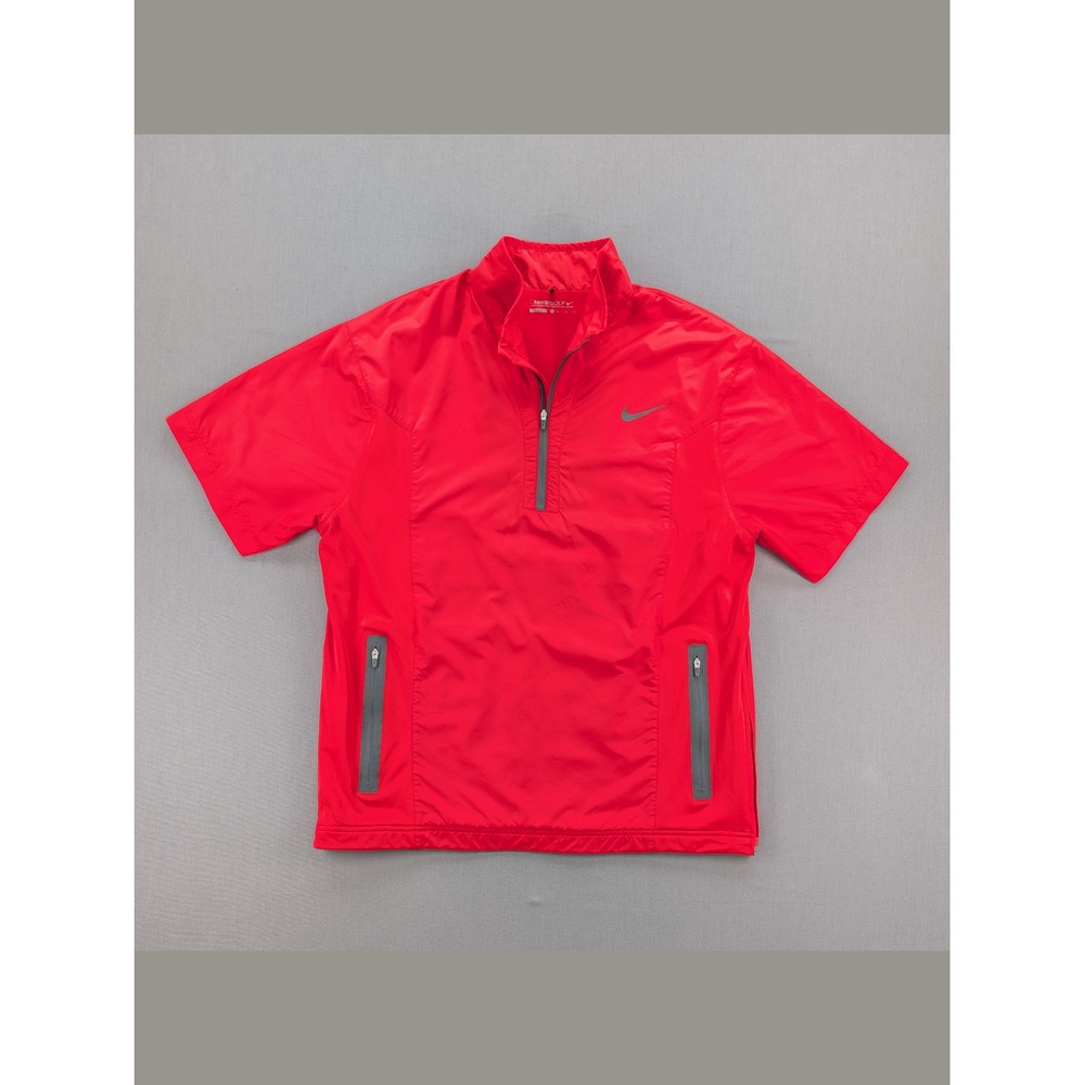 Nike Golf Mens XL Red Short Sleeve Windshirt Quarter Zip